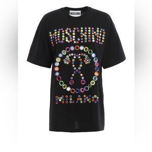 Moschino Black Tee with Multicolor mirrors size s/m